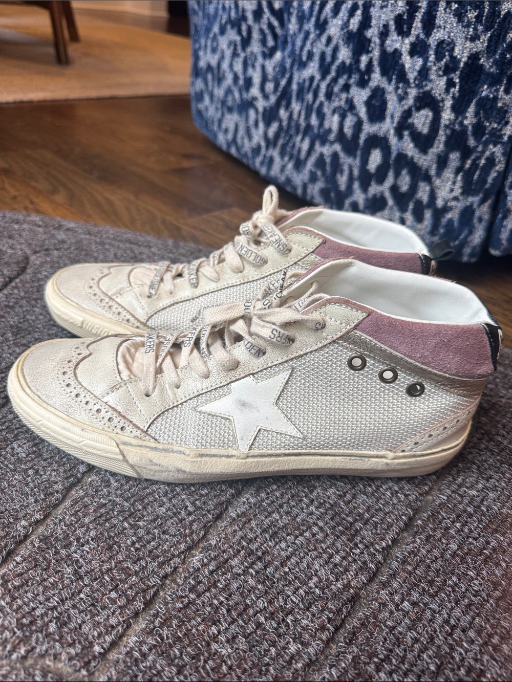 Golden Goose Mid-Star Sneakers with Suede Collar